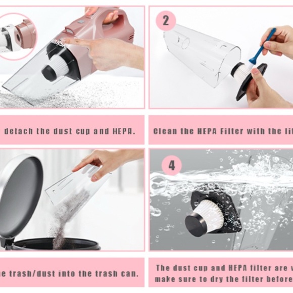 VARSK 4-in-1 Car Vacuum Cleaner /Portable Tire Inflator PINK 🌸 - Picture 13 of 14